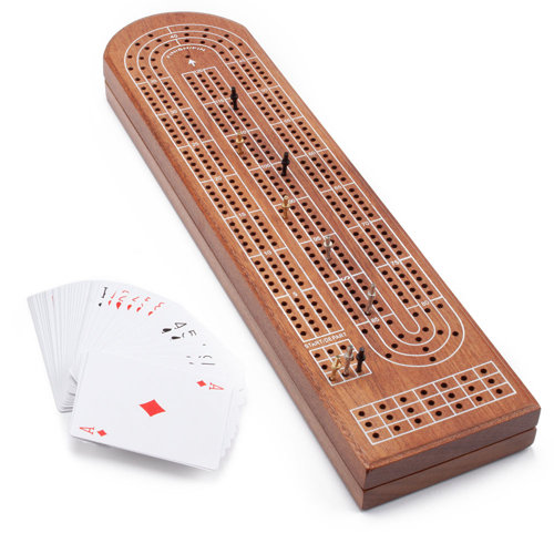 GSE Games & Sports Expert 3Track Folding Cribbage Board Game Set with